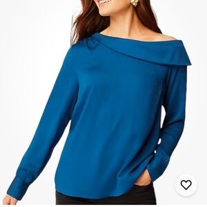J. Jill Women’s Soft Luxe One-Shoulder  Blouse Top Royal Blue Size XL NWT